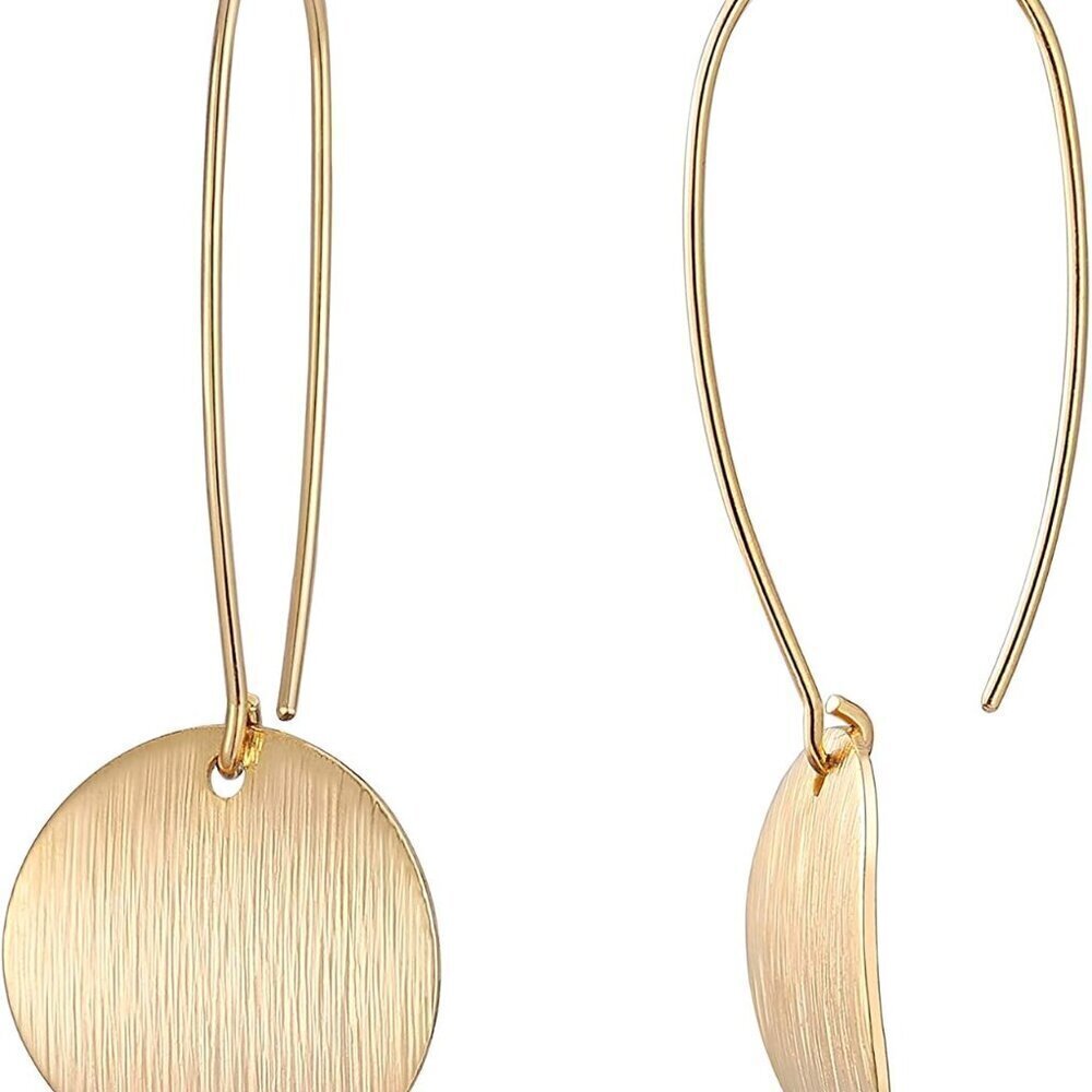 Gold Filled Drop Earrings Women Long Hoop Dangle Dots Birthday Gift